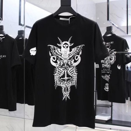 بلوز GIVENCHY طباعة بيضاء رسومات تنين وسيف